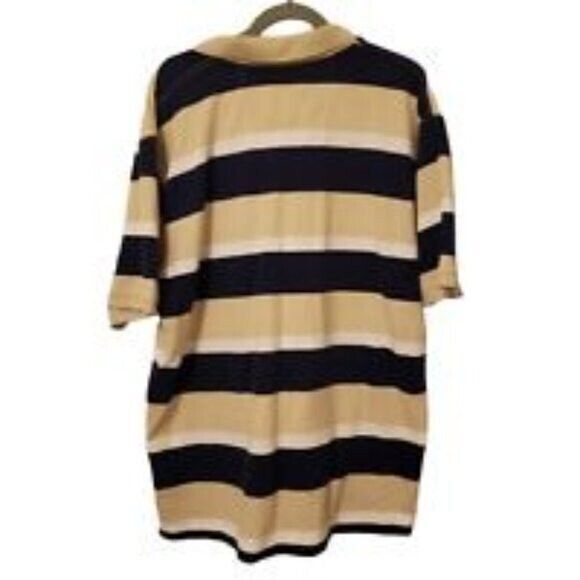 St. Johns Bay Mens Sz XL Tan Black Striped Short Sleeve Polo Shirt - Picture 2 of 4
